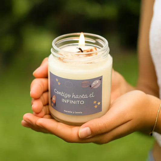 Vela aromática Contigo Hasta El Infinito – cera de soja regalo romántico parejas