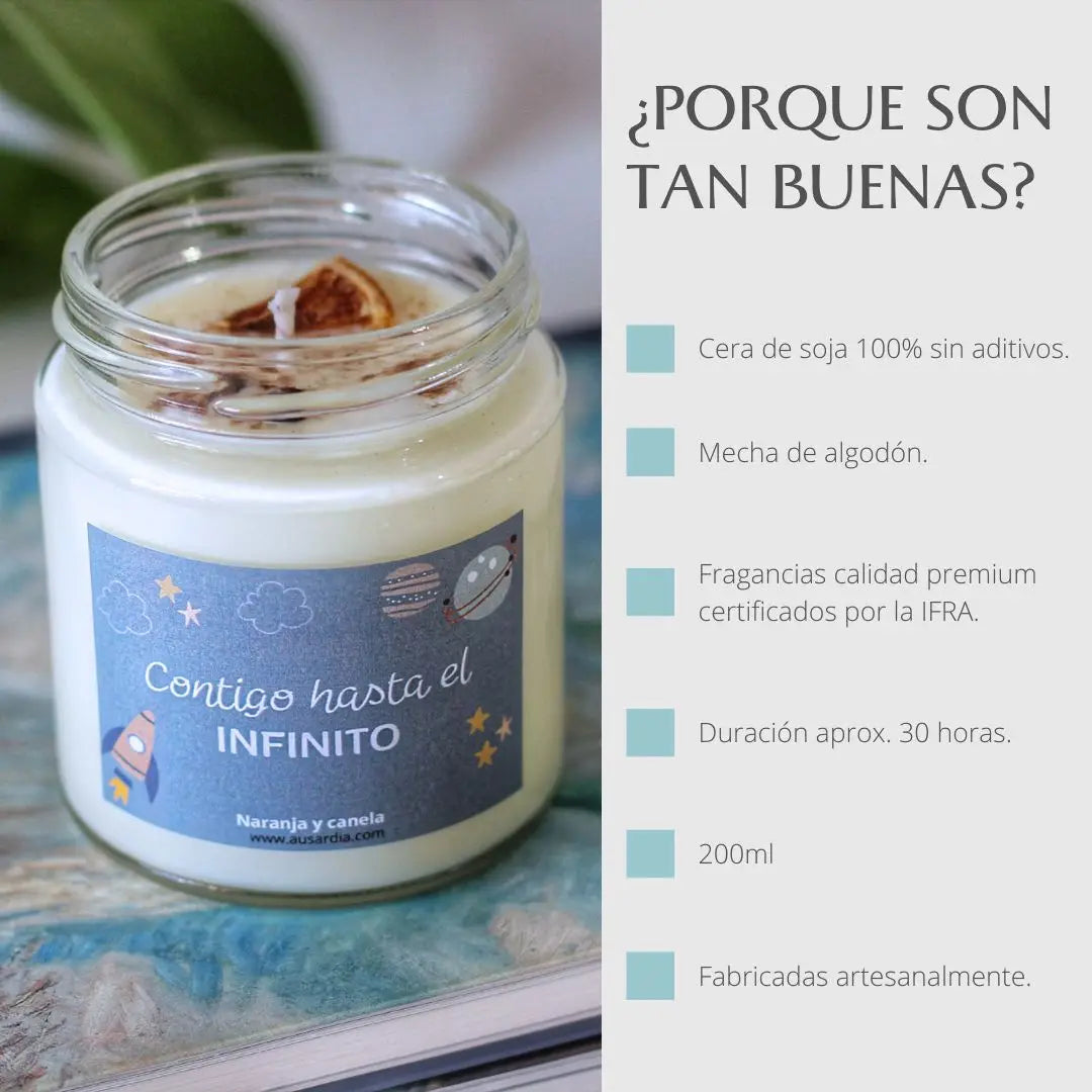 Vela Contigo Hasta El Infinito – fabricada artesanalmente en España Ausardia
