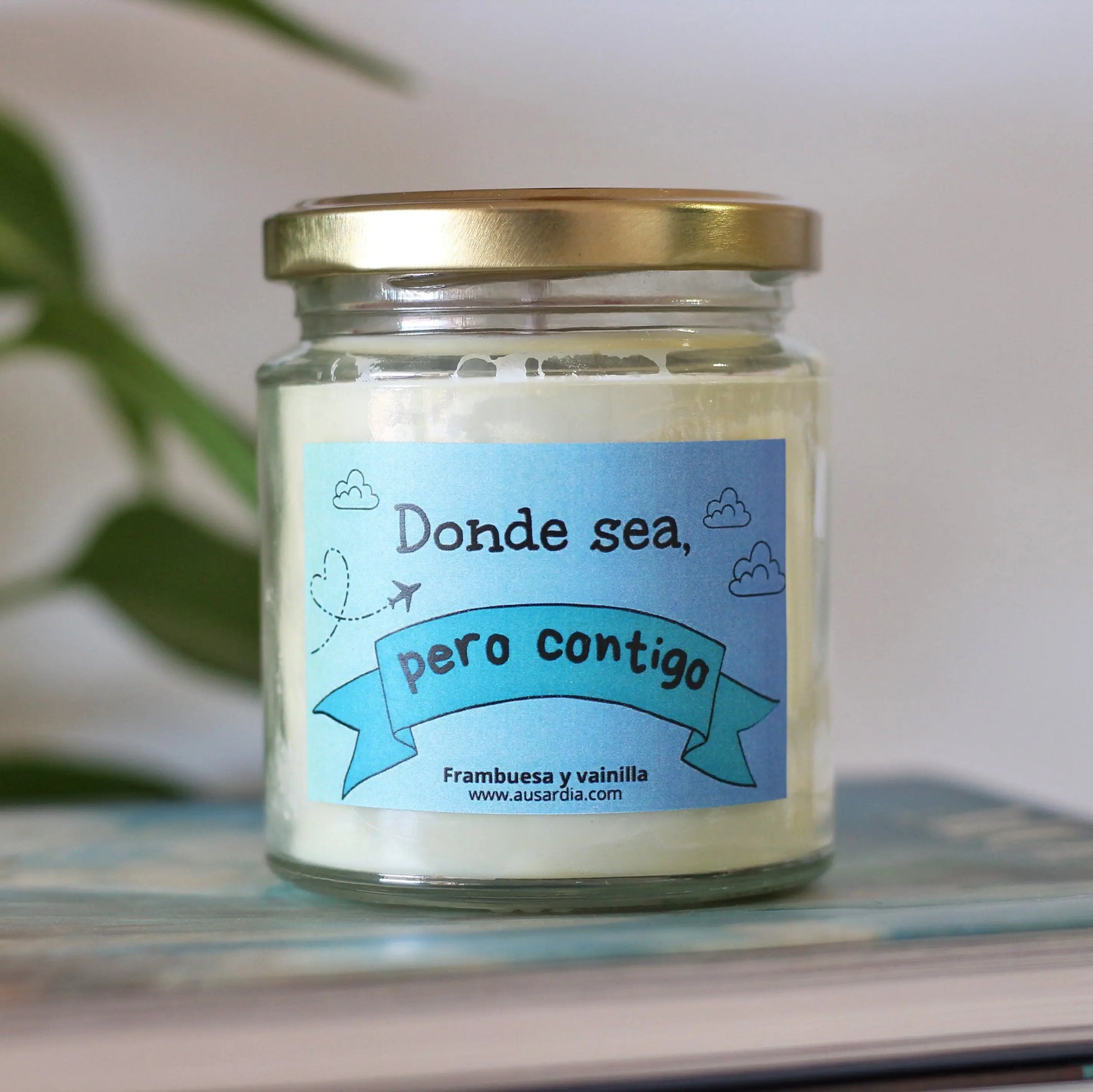 Vela aromática frambuesa vainilla con frase romántica - regalo San Valentín - AUSARDIA