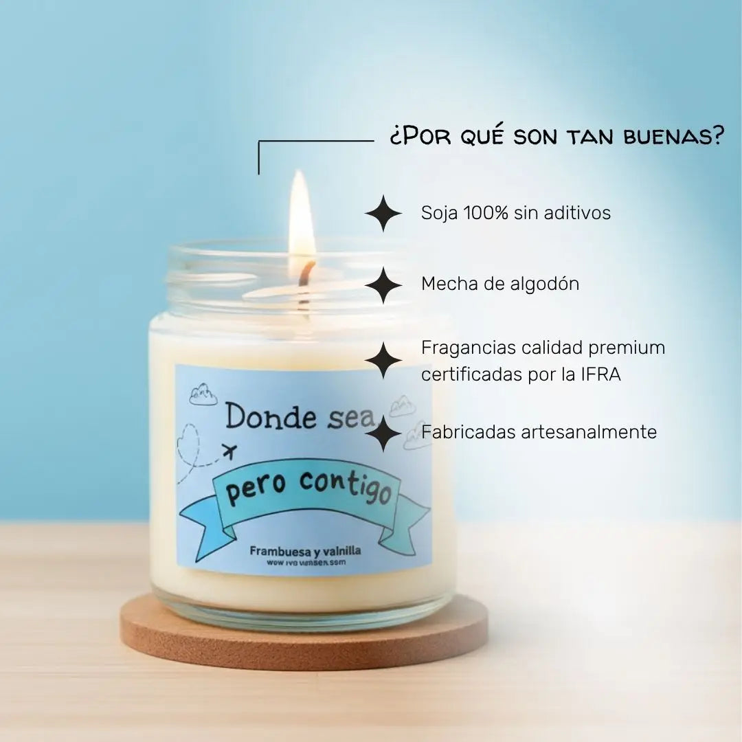 Vela aromática de soja con mensaje - regalo original parejas - fabricada en Alicante