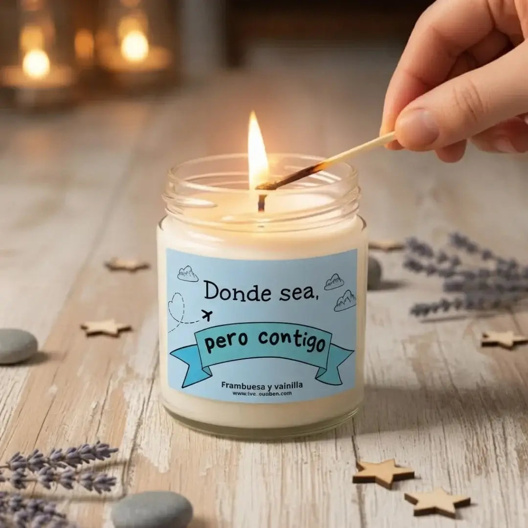 Vela aromática “Donde Sea Pero Contigo”, un detalle romántico para regalar