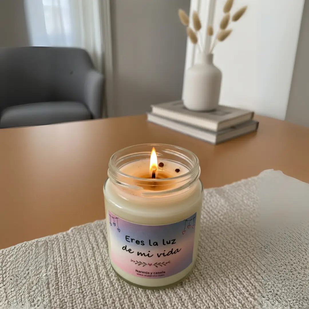 Vela aromática de soja perfumada con frase de amor - regalo San Valentín y aniversario