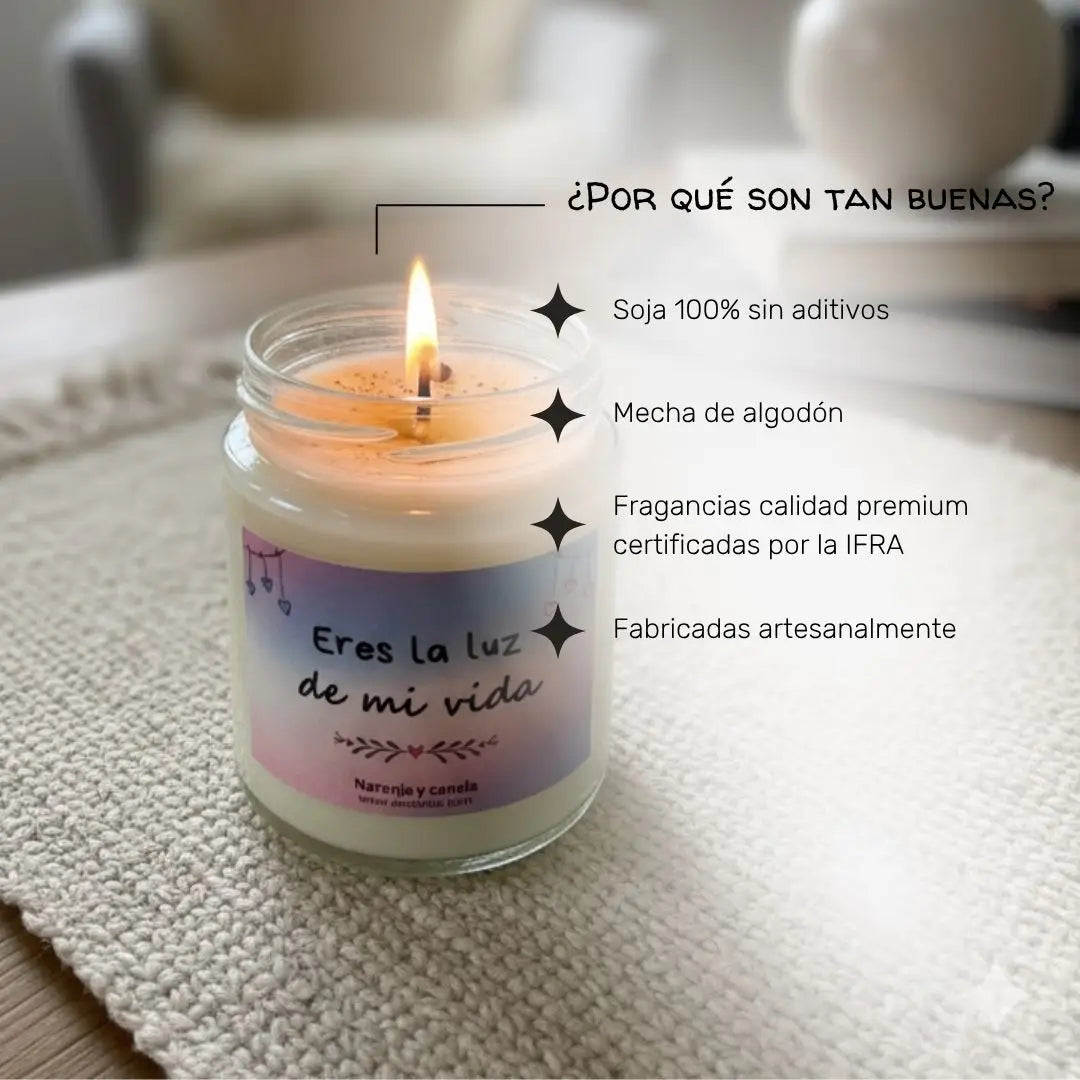 Vela romántica con mensaje - 200ml, 30h de duración - fabricada a mano en España - AUSARDIA