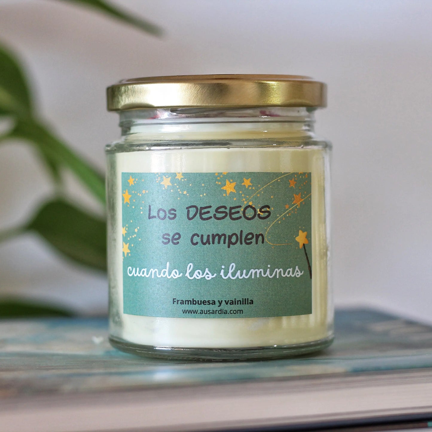 Vela con mensaje "Los Deseos Se Cumplen" – vegana y cruelty free