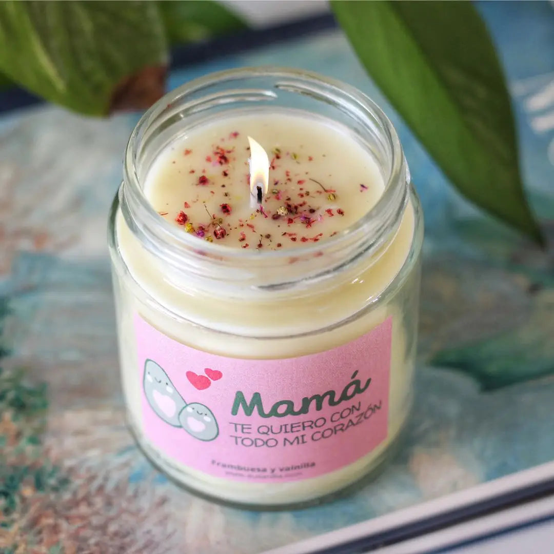 Vela artesanal "Mamá te quiero" - cera de soja 100% natural - regalo original para mamá | Ausardia