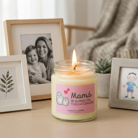 Vela aromática "Mamá te quiero con todo mi corazón" - regalo Día de la Madre - AUSARDIA