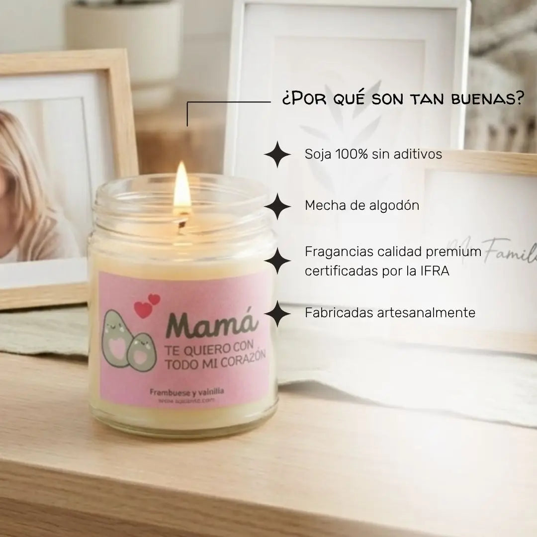 Vela artesanal para mamá - 350ml, 40h de duración - fabricada a mano en España | Ausardia