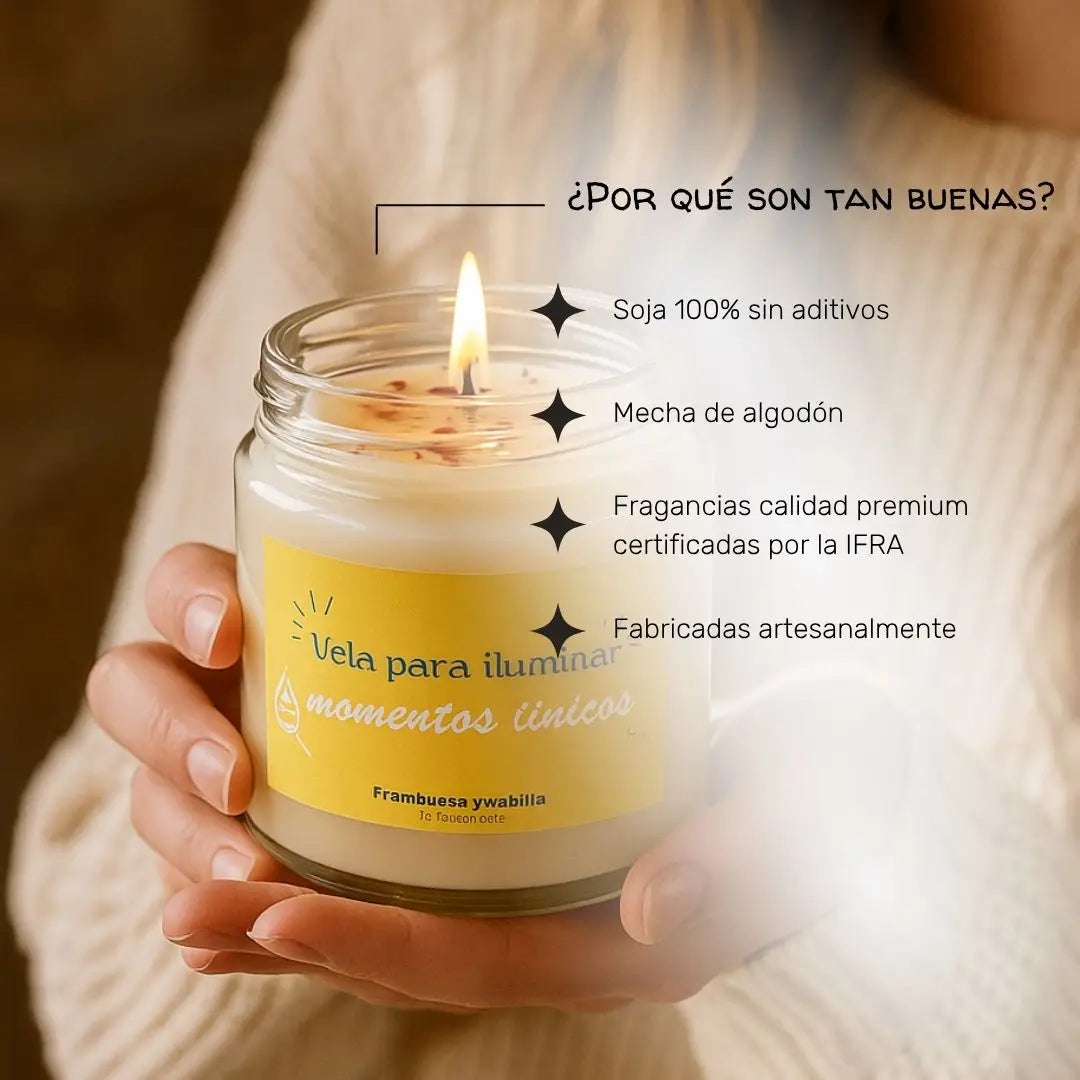 Vela artesanal antiestrés "Para Iluminar Momentos Únicos" – regalo especial