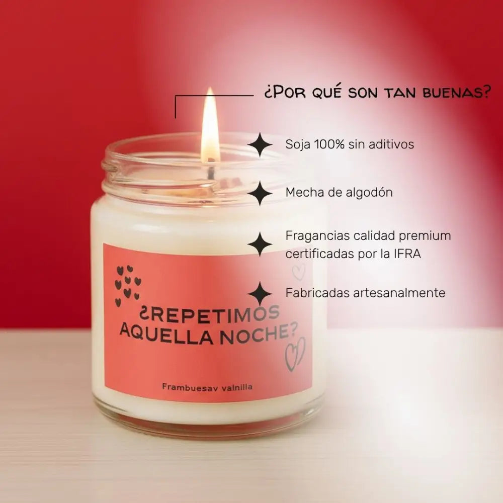 Vela artesanal romántica "¿Repetimos Aquella Noche?" – regalo para pareja