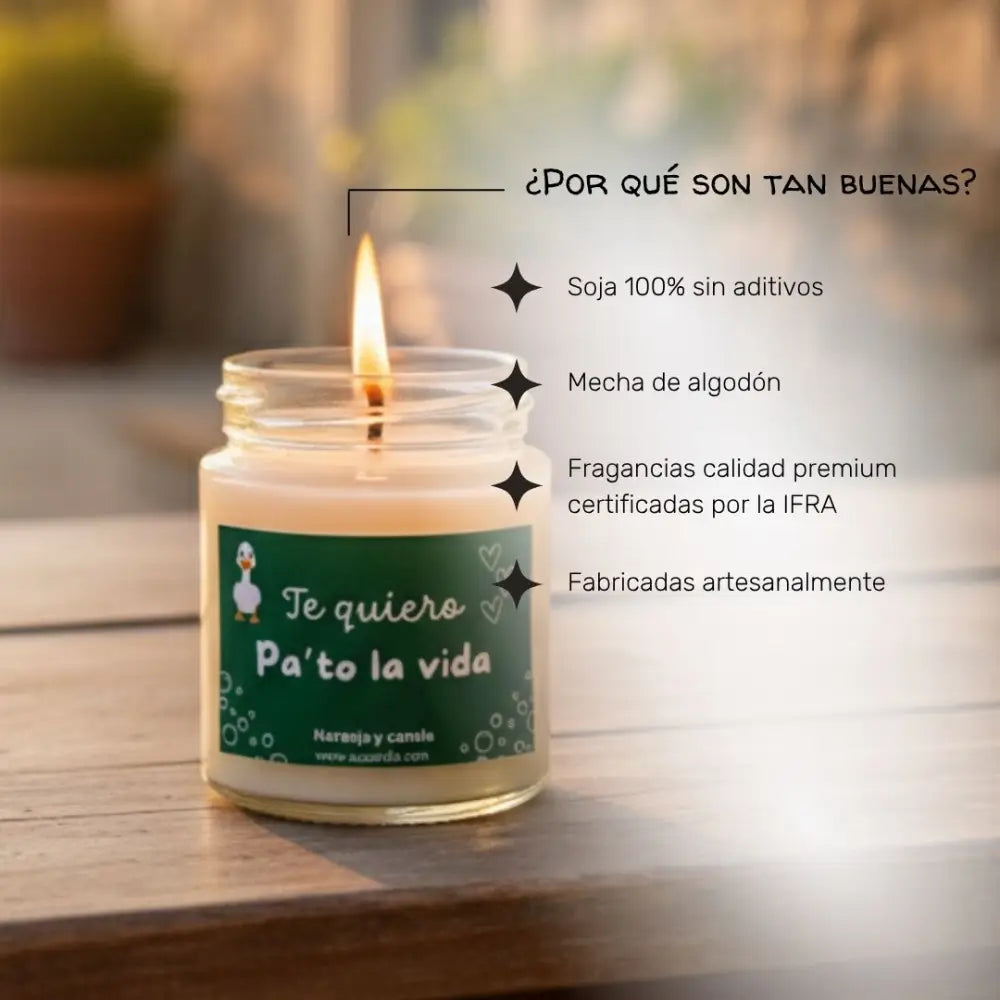 Vela "Te quiero pa'to la vida" - vegana, cruelty-free, certificada IFRA - 200ml 30h