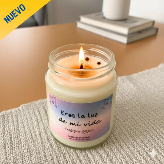 Vela de soja con mensaje regalo
