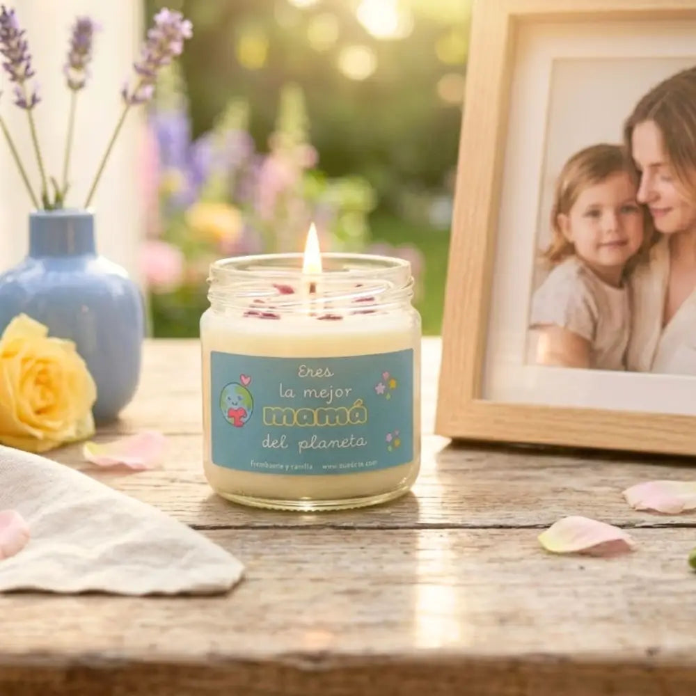 Vela "Eres La Mejor Mamá Del Planeta" hecha a mano en Alicante – 40 horas